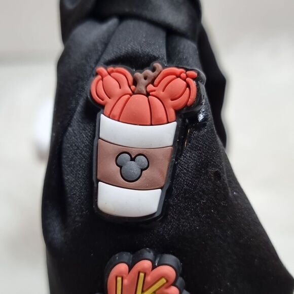 DISNEY MICKEY MINNIE charm black satin handmade headband - Picture 4 of 11